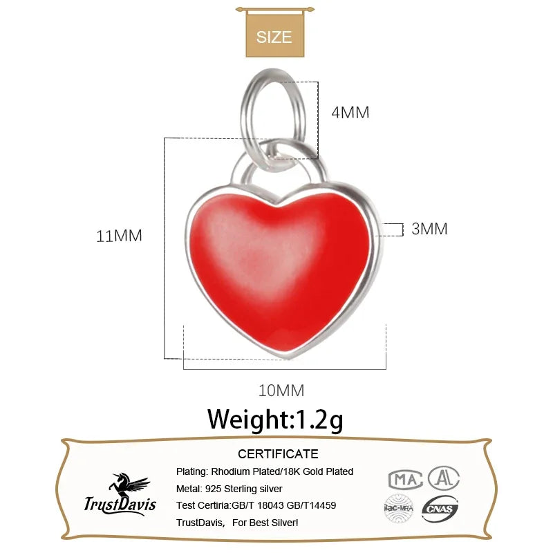 Colour Glaze Romantic Heart Charm Pendant DIY Accessories DZ11