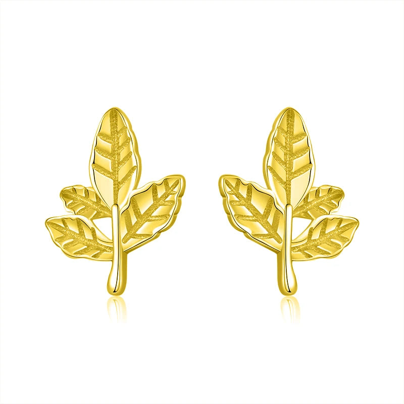 TrustDavis Girls 925 Sterling Silver Sweet Leaf Plant Stud Earrings for Mom Daughter Children Birthday Jewelry DS4478
