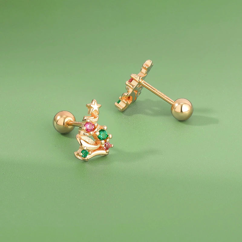 Christmas Tree Screw Stud Earrings DS4616