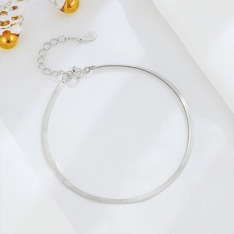 TrustDavis Girls 925 Sterling Silver Fashion Simple Snake Bracelet for Women Girl Birthday Gift Fine Jewelry DS4704