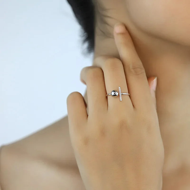 TrustDavis 100% 925 Real Sterling Silver Fashion Jewelry Beads Stick Cocktail Ring Sizable 5 6 7 Girls Kids Xmas Gift DA156