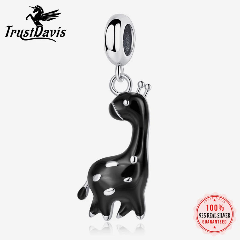 TrustDavis 2024 Real 925 Sterling Silver Fashion Sweet Animals Heart Plant Pendant Handmade DIY Accessories Fine Jewelry DS3980