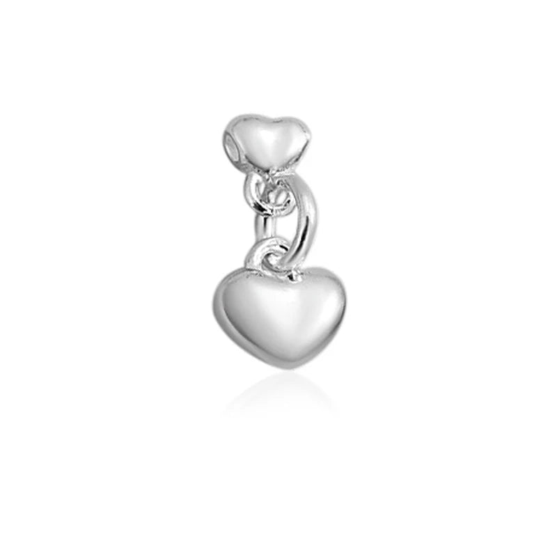 TrustDavis New Real 925 Sterling Silver Fashion Romantic Hearts Charm Pendant Handmade DIY Accessories Wholesale DZ1720