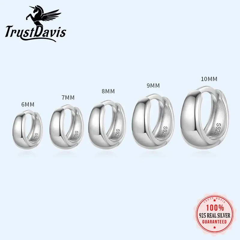 6 7 8 9 10mm Silver Hoop Earrings DG0132