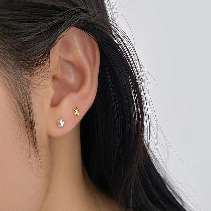 TrustDavis Real 925 Sterling Silver Fashion Sweet Star Stud Earrings Women Daughter Birthday Party Gift Jewelry DA1629