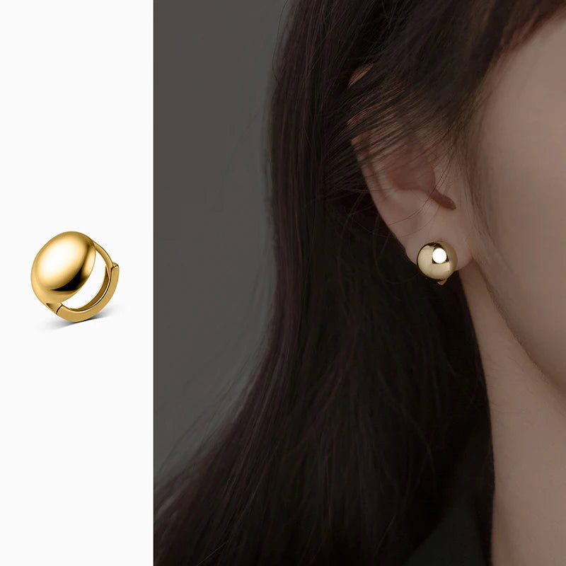 Simple Smooth Round Ball Charm Hoop Earrings DA2977