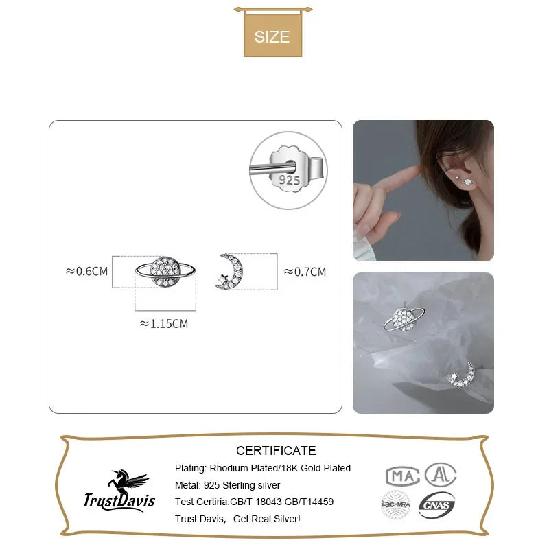 Asymmetric Planet Star Stud Earrings DA629