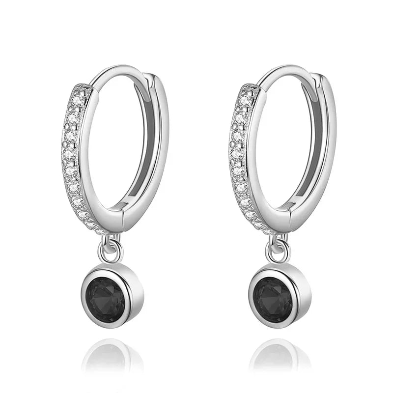 Trustdavis Real 925 Sterling Silver Round Pendant Hoop Earrings For Women Wedding Party Fine Colour Dazzling Jewelry DA2739