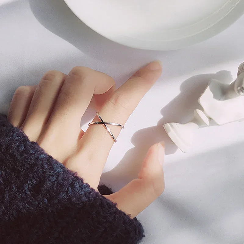 TrustDavis Real 925 Sterling Silver Fashion Sweet 3D Cross Opening Ring For Women Wedding Birthday Fine S925 Ring Jewelry DS954