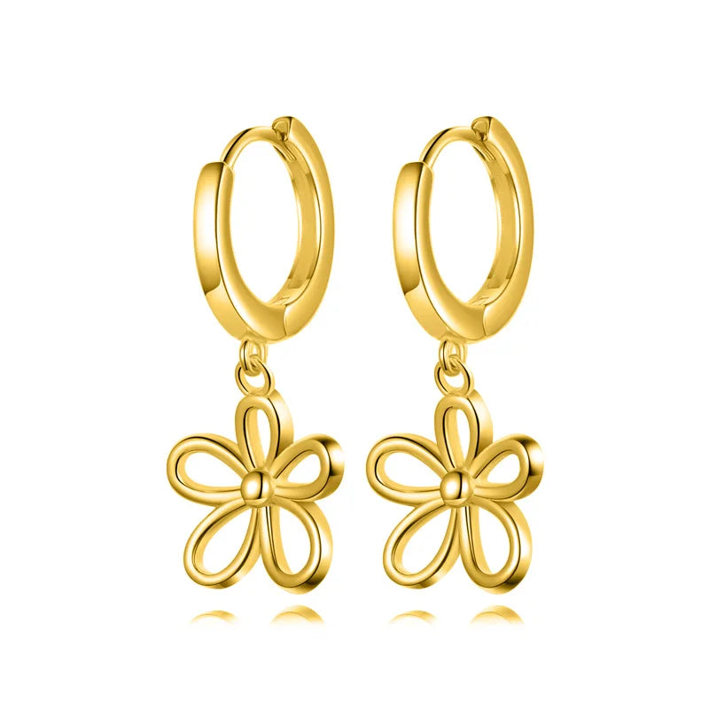 Minimally Hollowed Out Flower Hoop Earring DS4123