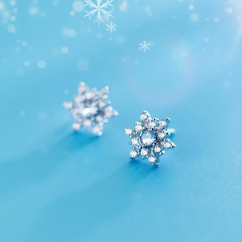 TrustDavis Real 925 Sterling Silver Fashion Sweet Christmas Full Diamond Snow for Women Jewelry DB156