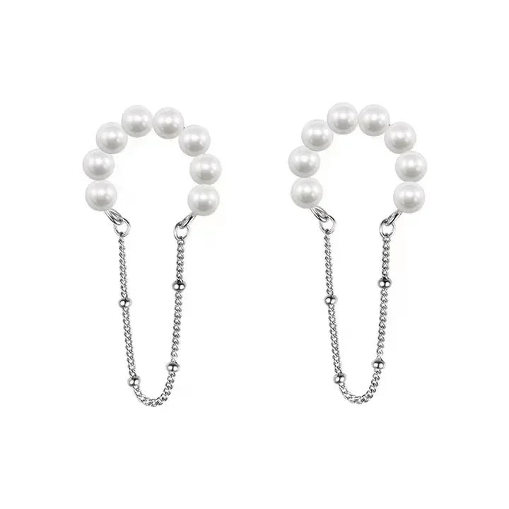 TrustDavis Girls Real 925 Sterling Silver Unique Design Pearl Ear Clip Earrings for Women Wedding Party Fine Jewelry DS4520