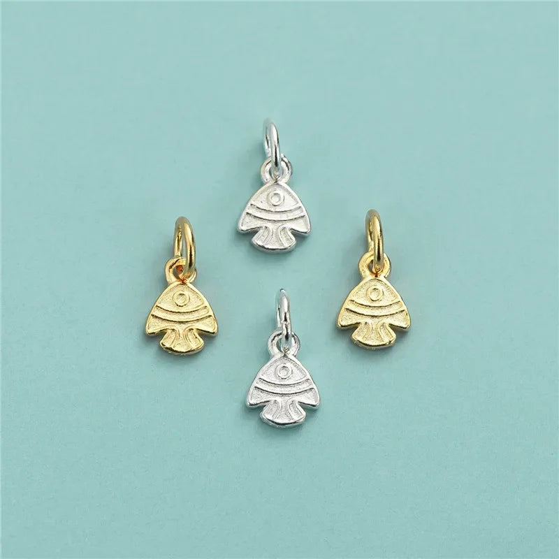 TrustDavis Real 925 Sterling Thai Silver Fashion little fish Charm Pendant Handmade DIY Accessories Wholesale Jewelry DZ1700