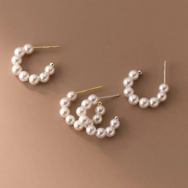 Real 925 Sterling Silver Cute Romantic PearlStud Earrings DS4037