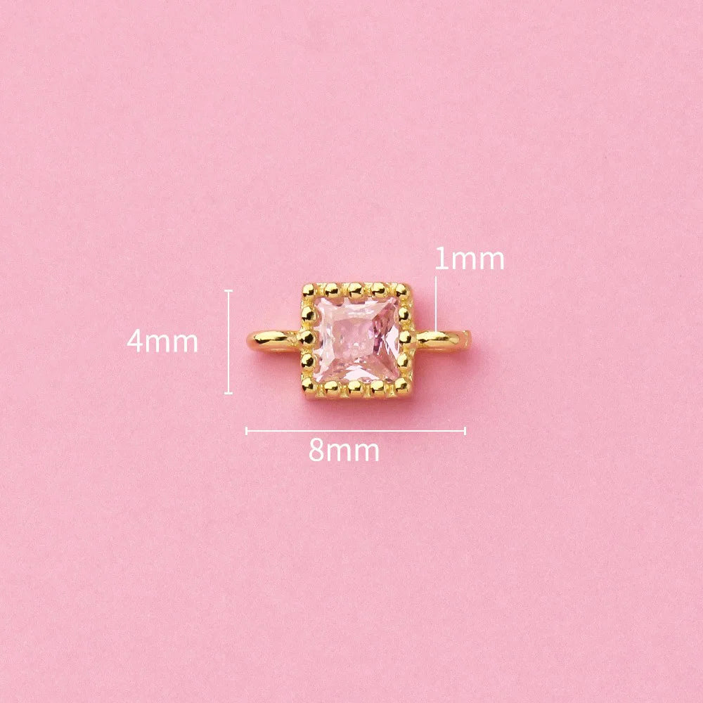 Simple Double Ring Square Charm Pendant Handmade DIY Accessories DZ1659