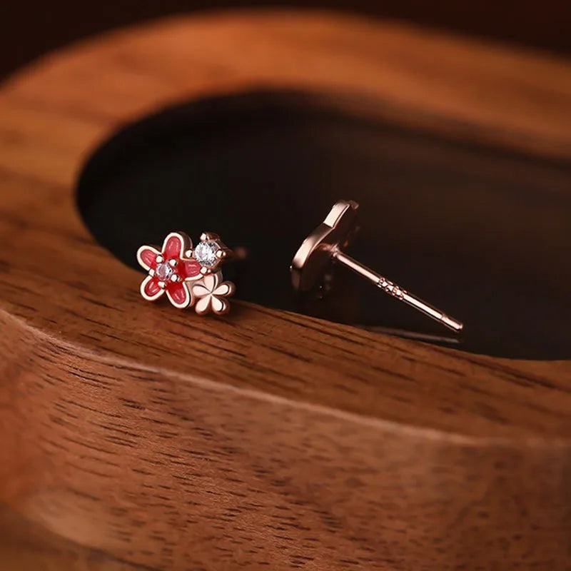 Flower and Cat Zircon Earrings DS4909