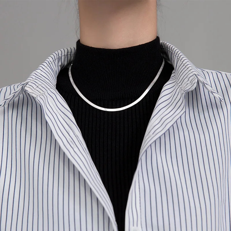 TrustDavis Real 925 Sterling Silver Fashion 3mm Width Snake Chain Clavicle Necklace For Women Wedding Party Fine Jewelry DA1887