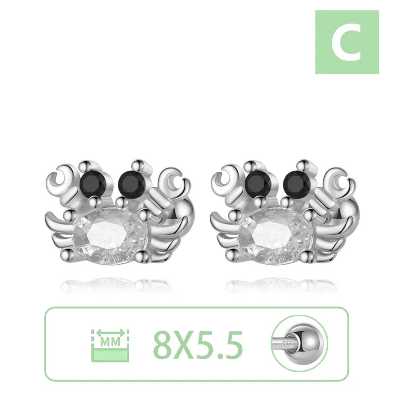 Romantic Animal Snake Crab Fish Rabbit Screw Stud Earrings DS4044