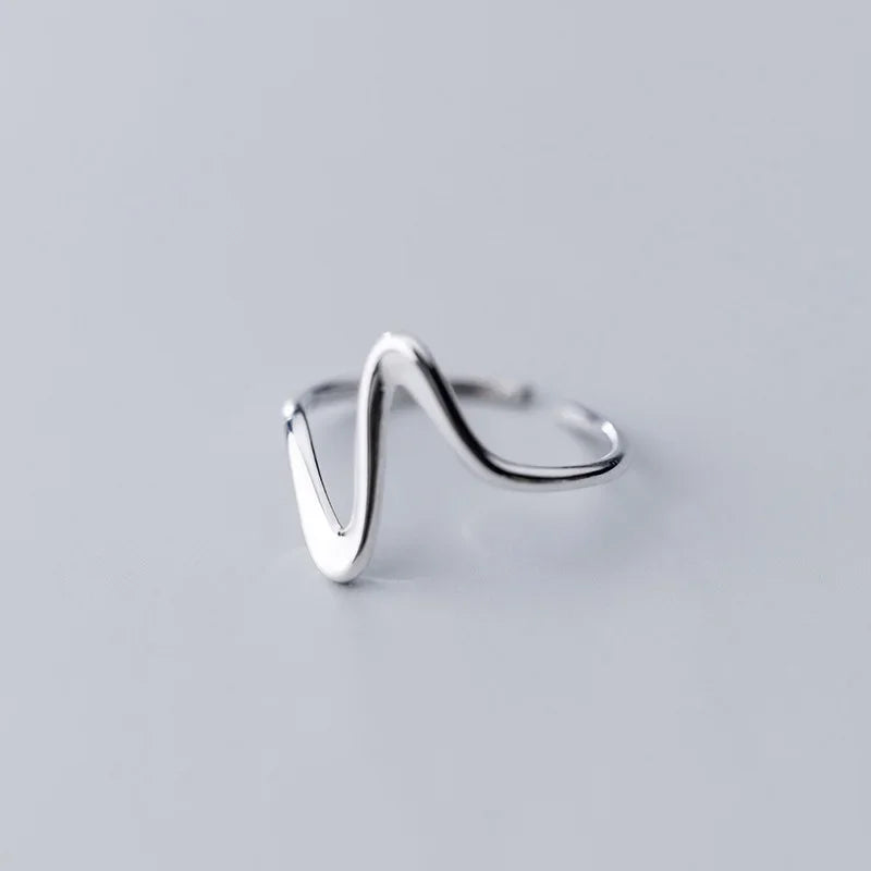 Trustdavis 100% 925 Sterling Silver Fashion Snake S Wave Cocktail Opening Ring For Women Silver 925 Ring Jewelry Gift DA343