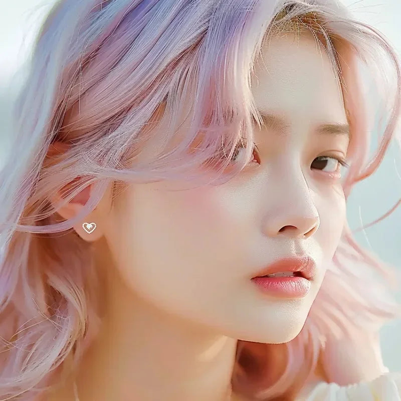 925 Sterling Silver Fashion Cute Romantic Love Stud Earrings DS4075