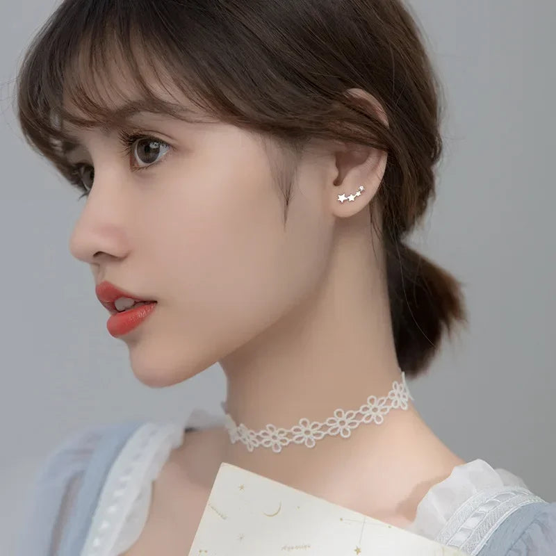 TrustDavis Real 925 Sterling Silver Fashion Sweet Star Dazzling CZ Stud Earrings For Women Wedding Minimalist Jewelry DB944