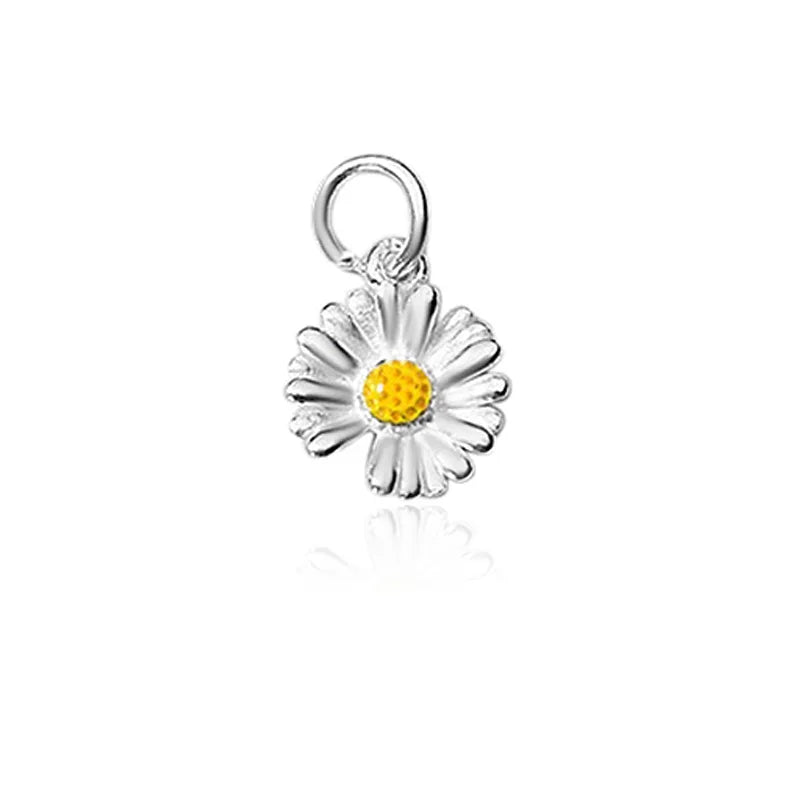 TrustDavis New Real 925 Sterling Silver Fashion Daisy Flower Charm Pendant Handmade DIY Accessories Wholesale DZ1722