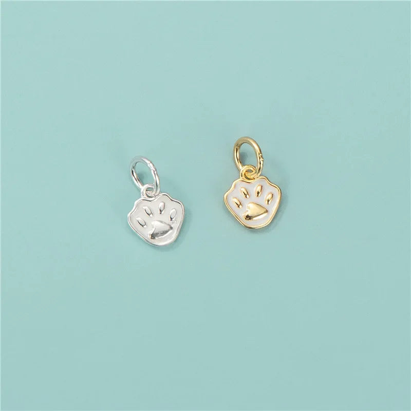 Glaze Dog Footprints Charm Pendant Handmade DIY Accessories HY453