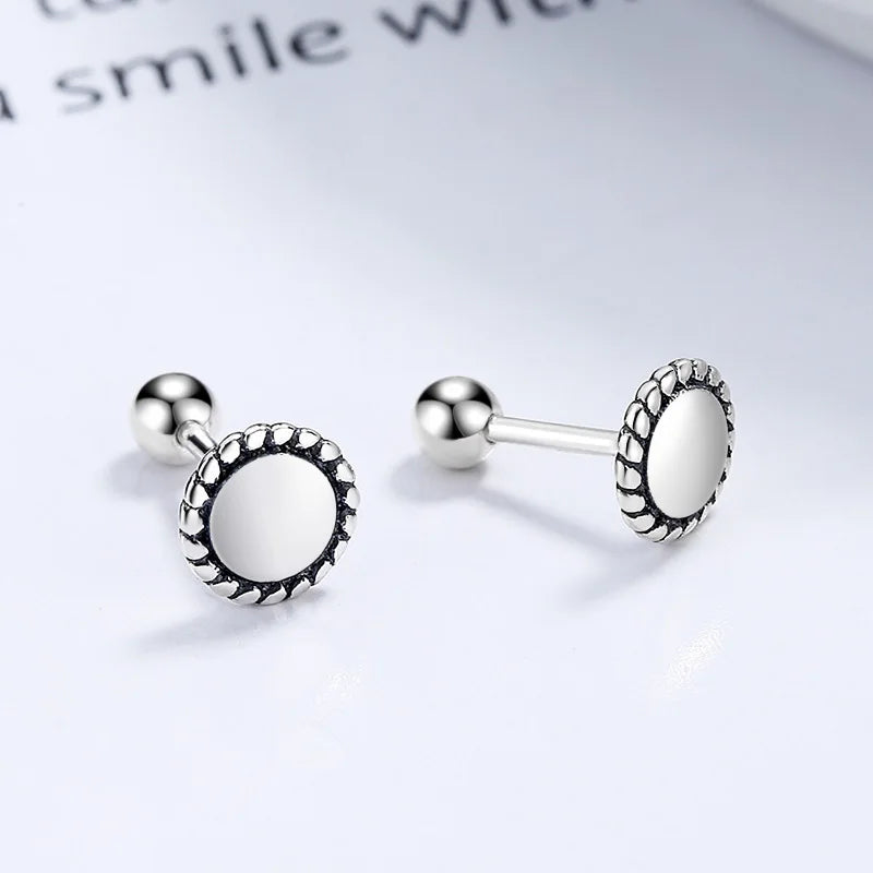 TrustDavis Real 925 Sterling Silver Heart Little Daisy Round Screw Stud Earrings for Women Wedding Trendy Fine Jewelry DS3473