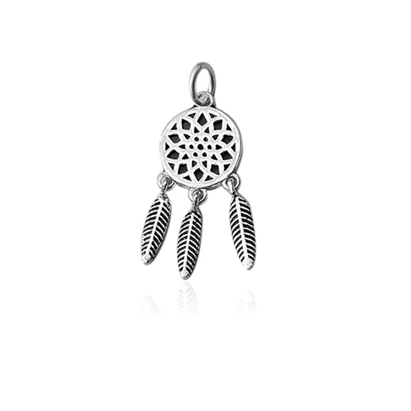TrustDavis Real 925 Sterling Silver Fashion Dreamcatcher Charm Pendant Handmade DIY Accessories Fine Jewelry Wholesale DZ1714