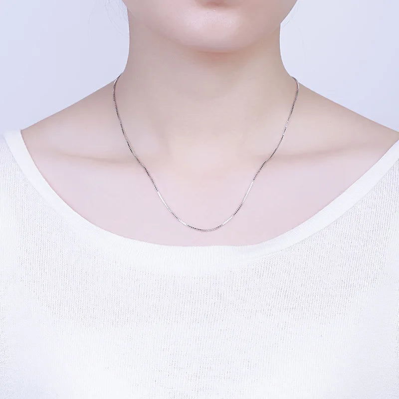 Trustdavis 100% 925 Sterling Silver Jewelry Box Chain Collarbone Chain Short Necklace For Women Silver 925 Jewelry DC07