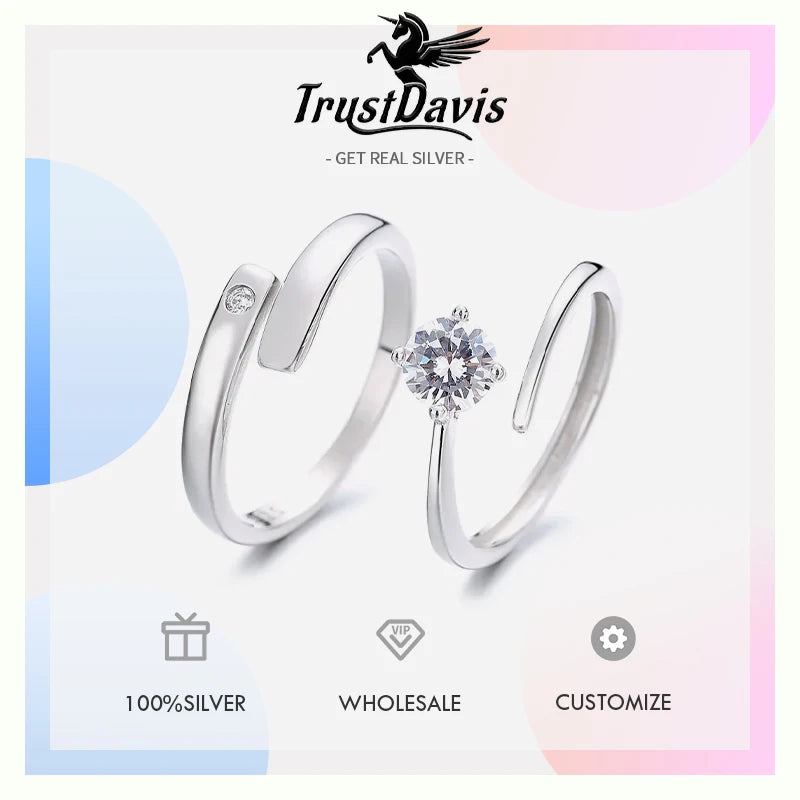 \Women Men Wedding Party Couples Lovers Clear CZ Opening Ring DA3122