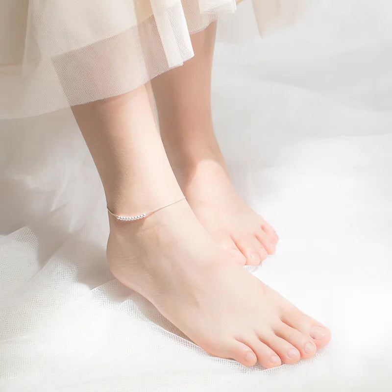 Trustdavis Minimalist 100% 925 Sterling Silver Fashion Babysbreath Chain Anklets For Women Wedding Silver 925 Jewelry Gift DA985