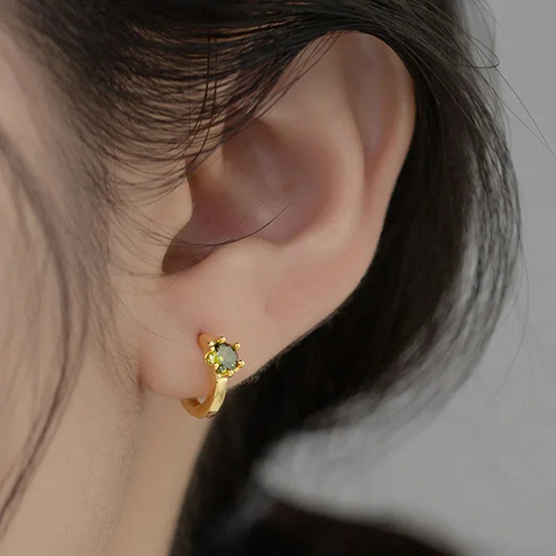 TrustDavis Girls New 925 Sterling Silver Women Round CZ Hoop Earrings for Women Party Fine S925 Jewelry DS4139