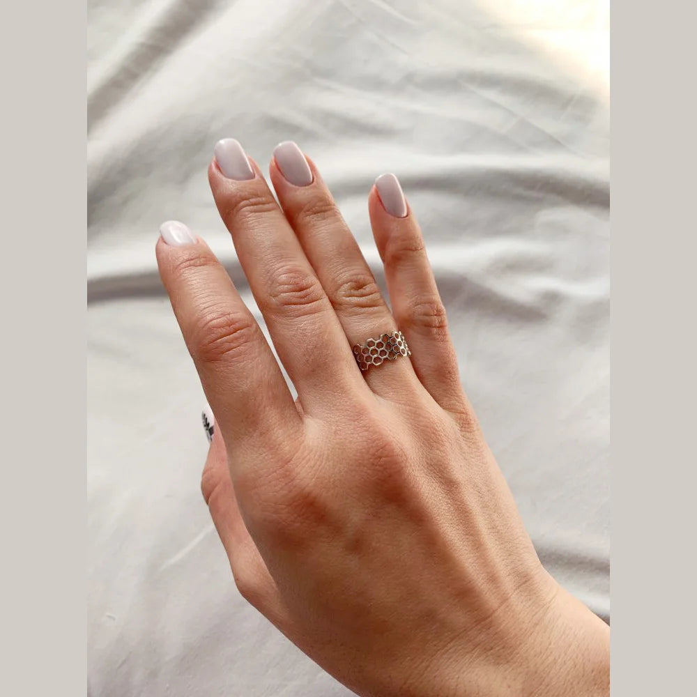 925 Sterling Silver Fashion 8mm Width Polygon Rings DS916