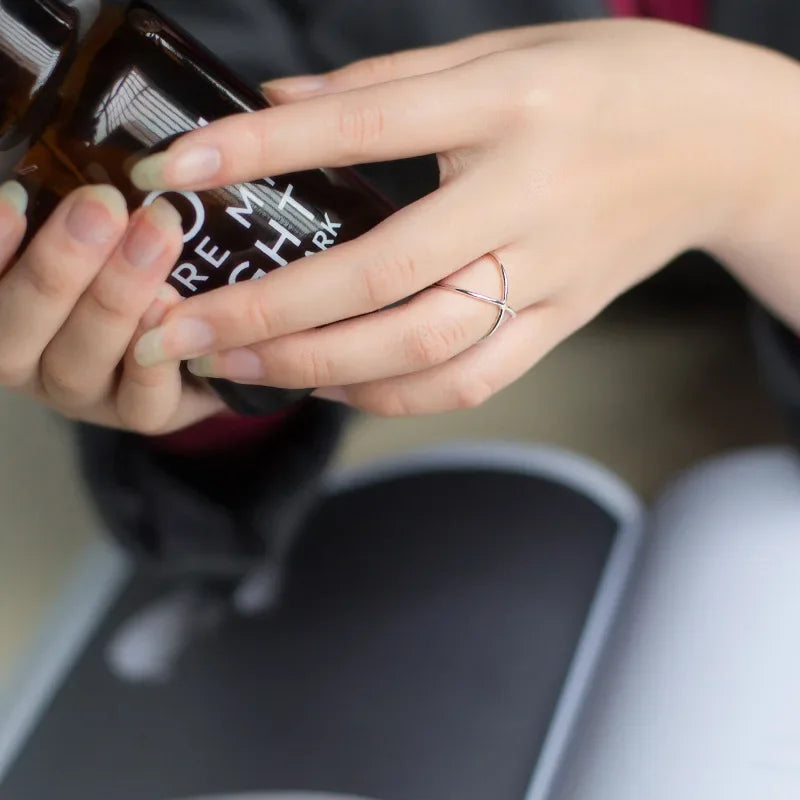 Double Line Opening Rings Elegant Cross Ring DS296