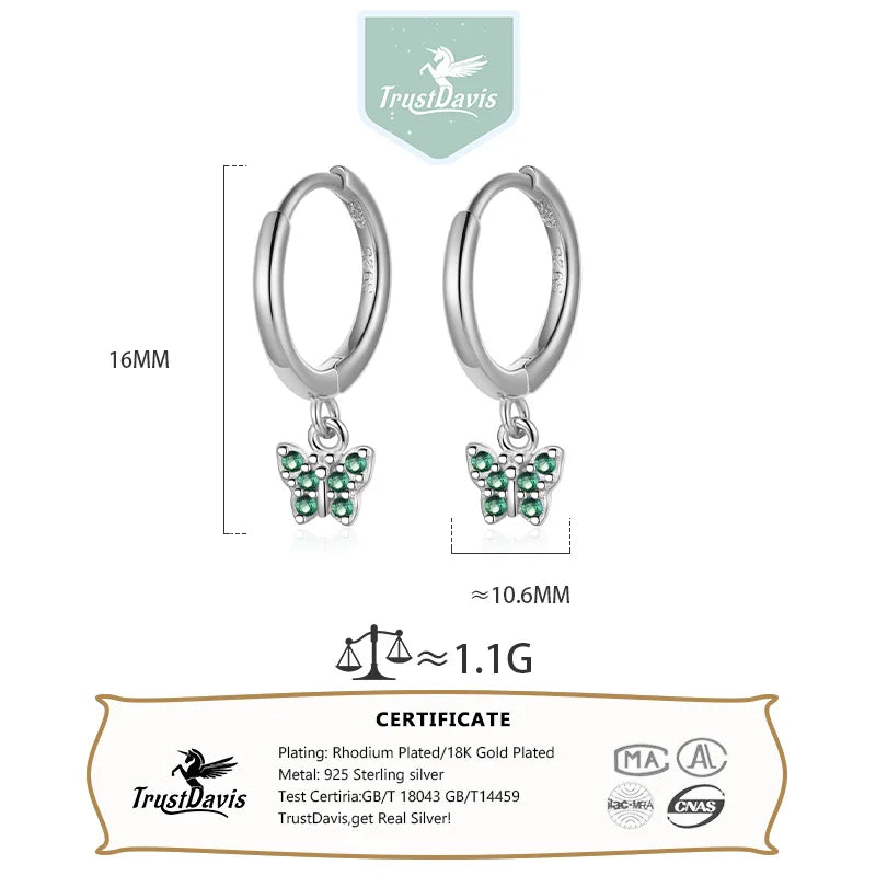 Hoop Earrings Charm Butterfly Zircon DS4116