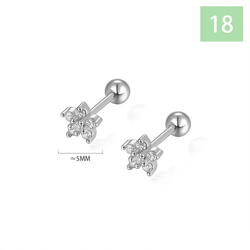 Geometric Zircon Screw Stud Earrings DS4644