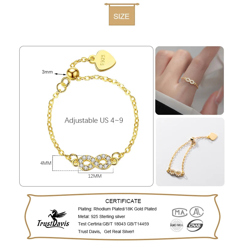 Gold Flower Infinite Chain Opening Ring DA2787
