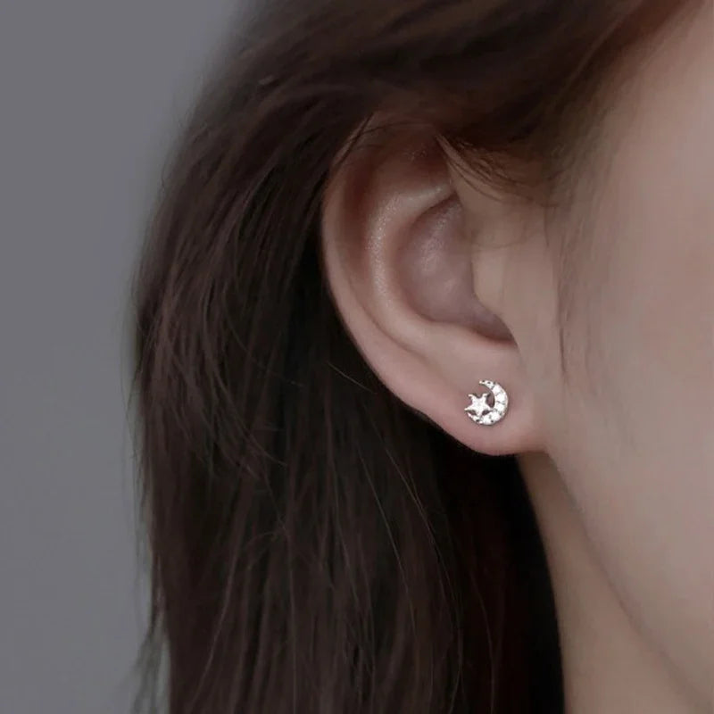 Star Moon Zircon Stud Earrings DA3220