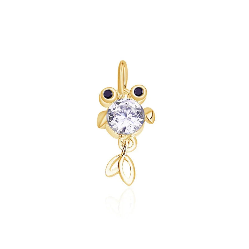 TrustDavis Real 925 Sterling Silver Fashion Cute Animal Fish Charm Pendant Handmade DIY Accessories Fine Jewelry Wholesale HY045
