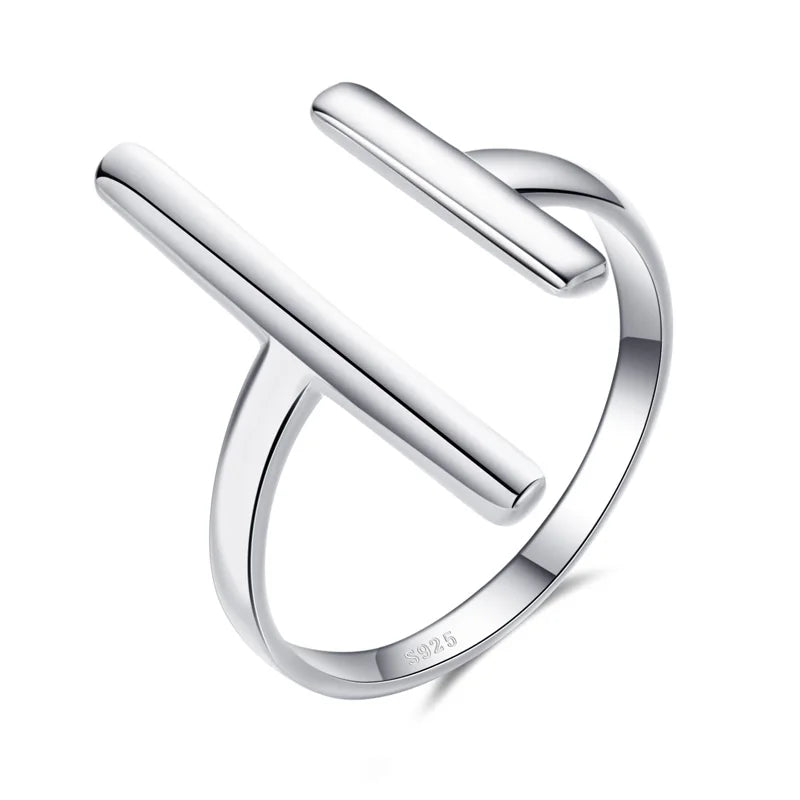 Geometric Simple Minimalist Surface Smooth Stick Adjustable Ring AZ06