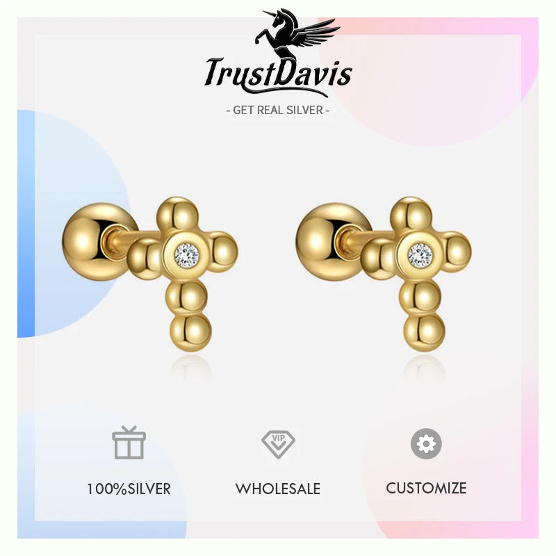 Cross Zircon Screw Earrings DS4896