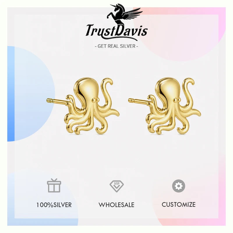 Animal Octopus Stud Earrings for Women Daily Wear Jewelry Gift DS4983