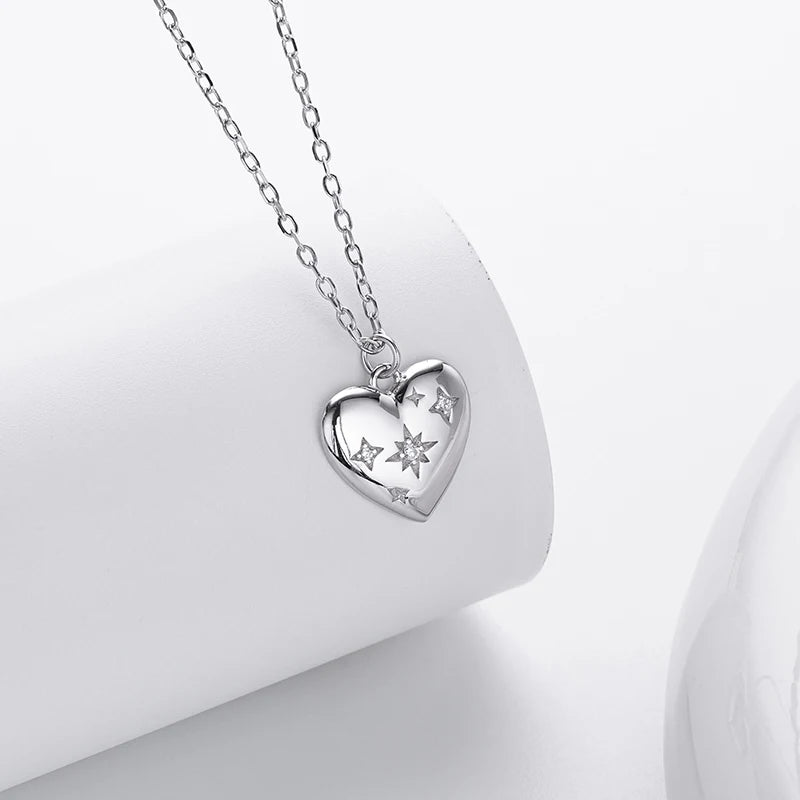 TrustDavis Real 925 Sterling Silver Fashion Simple Heart-shaped pendant necklace for Women Girls Gift Fine Jewelry DS4683