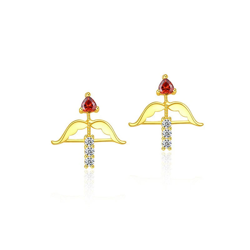 TrustDavis Real 925 Sterling Silver Fashion Bow Arrow Zircon Heart Earrings Necklace Set for Women Girl Gift Fine Jewelry DS4682