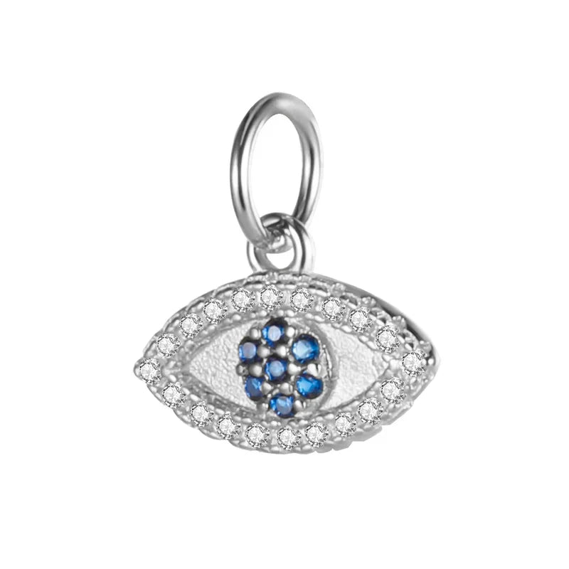 TrustDavis 2024 Real 925 Sterling Silver Fashion Sweet Eye Dazzling CZ Charm Pendant Handmade DIY Accessories Fine Jewelry HY354