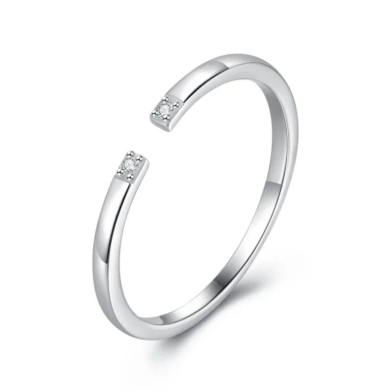 TrustDavis Real 925 Sterling Silver Sweet Minimalist Geometric CZ Opening Rings For Women Wedding Party Fine S925 Jewelry DA1549