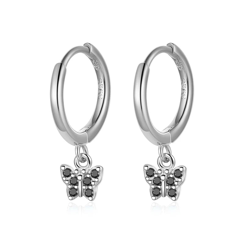 Hoop Earrings Charm Butterfly Zircon DS4116