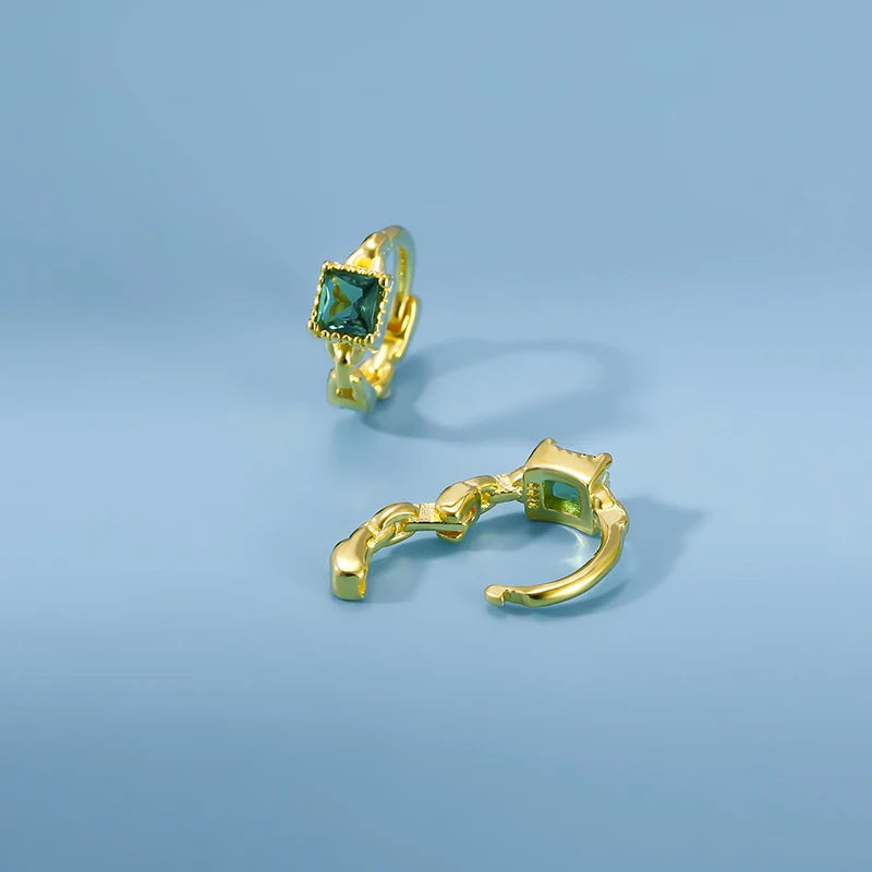 TrustDavis Girls 925 Sterling Silver Geometric Zircon Mini Hoop Earrings for Girls Wedding Party Fine S925 Jewelry DS4627