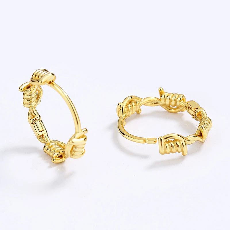 TrustDavis Real 925 Sterling Silver Hoop 2022 Fashion Sweet Twist Charm Hoop Earrings For Women Office Lady Fine Jewelry DG0104